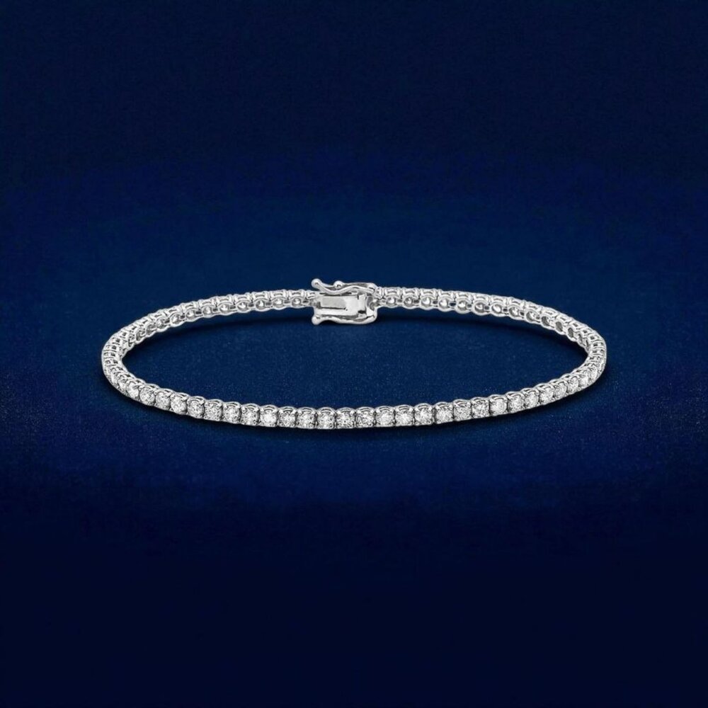 2.70 ctw Natural Diamond and 14k White Gold Tennis Bracelet